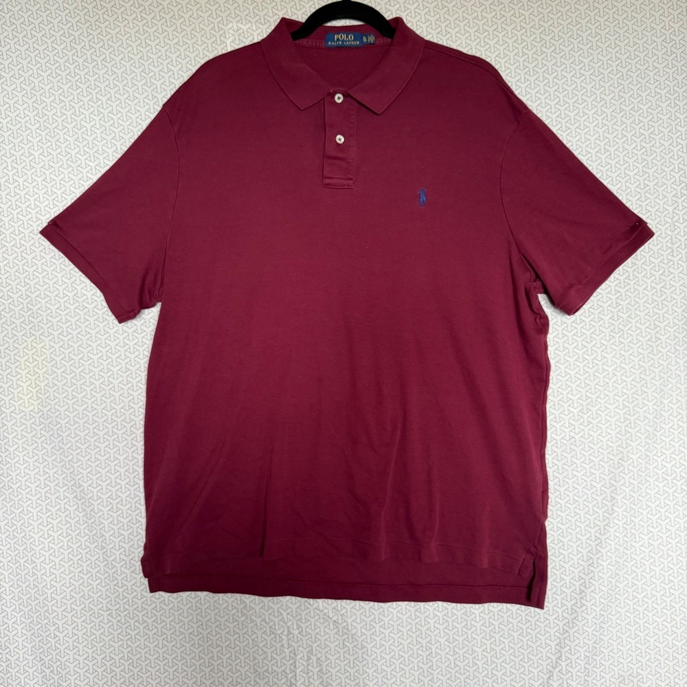 Polo Ralph Lauren Mens‎ Burgundy Short Sleeve Classic Fit Polo Shirt XL